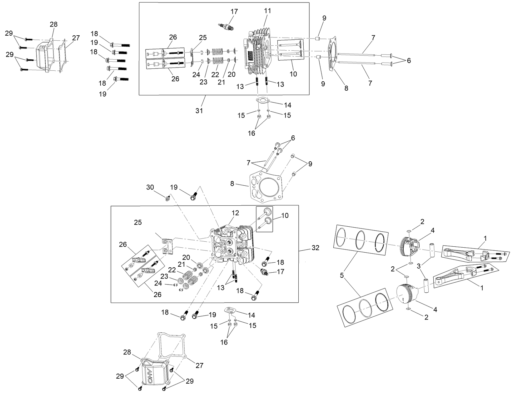 Piston and Cylinder Head Assembly