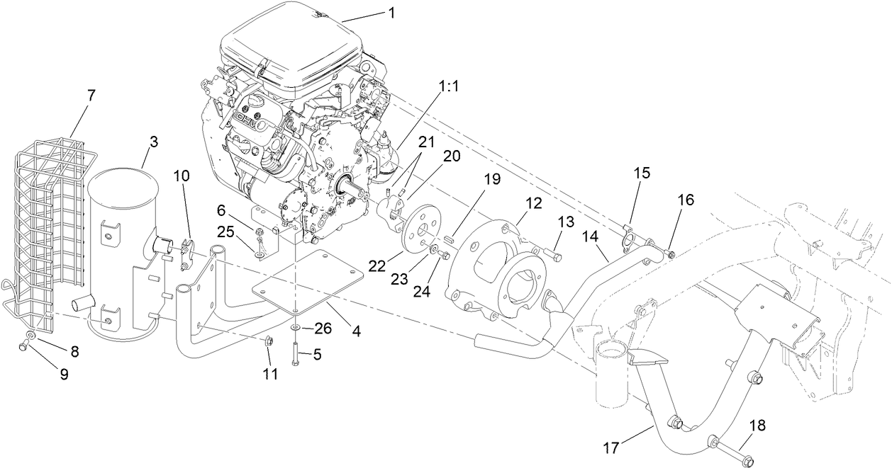 Engine and Exhaust Assembly