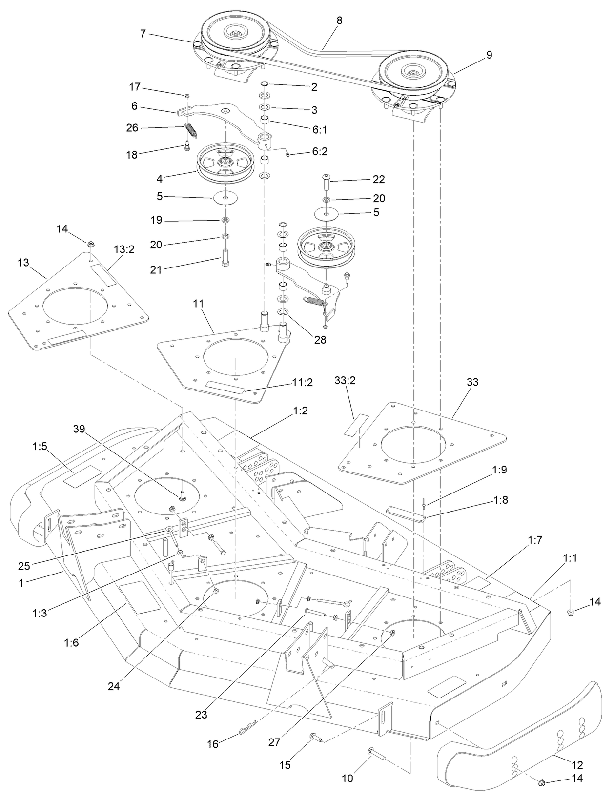 Front Deck Idler and Skid Assembly