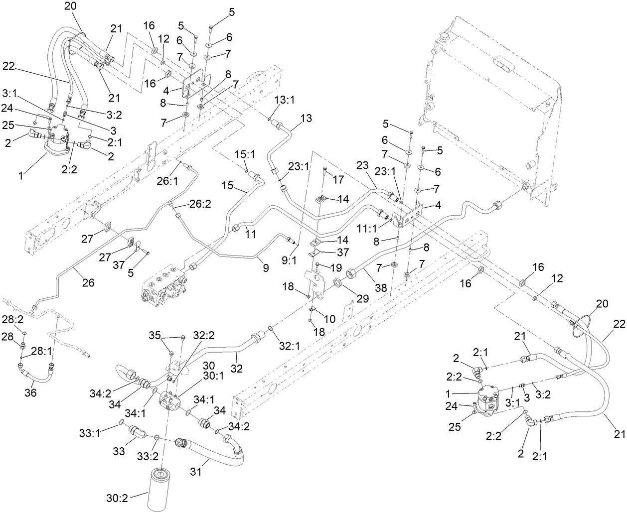 Deck No. 2 and 3 Hydraulic Circuit Assembly