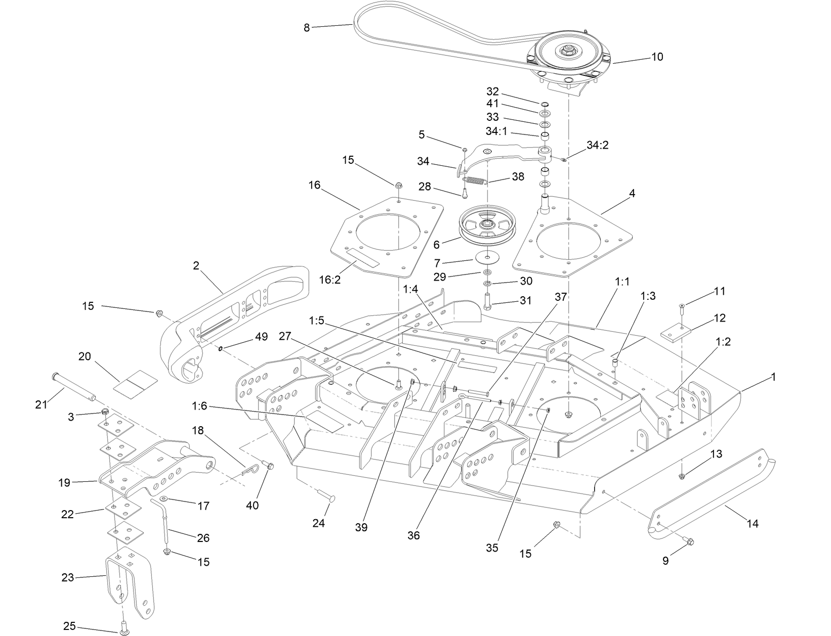 Right Deck, Idler and Skid Assembly
