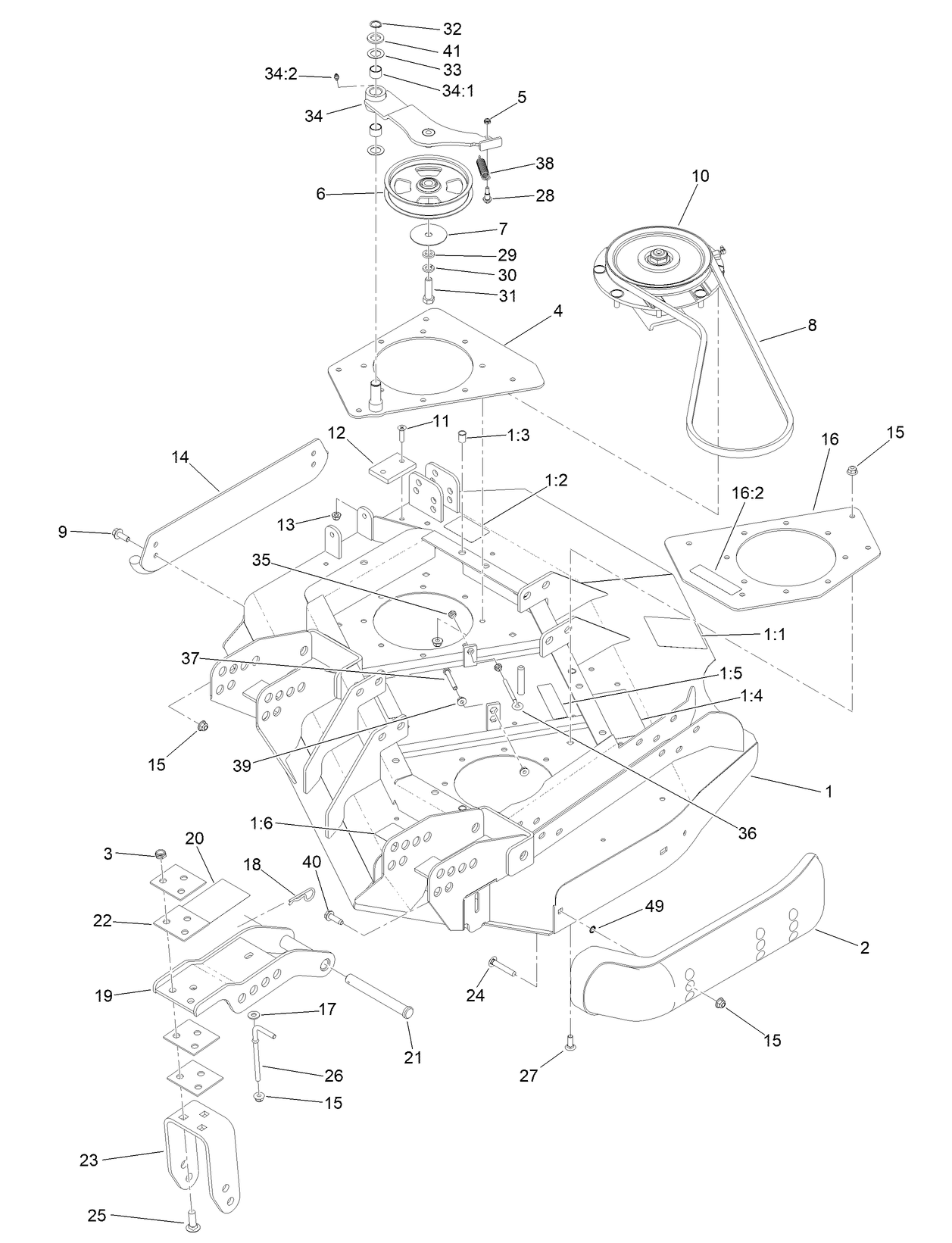 Left Deck, Idler and Skid Assembly