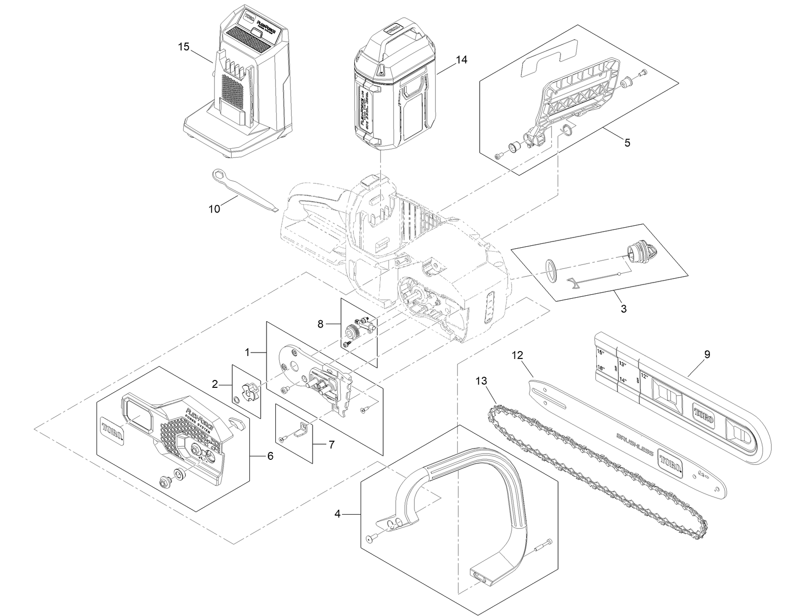 16in Cordless Chainsaw Assembly