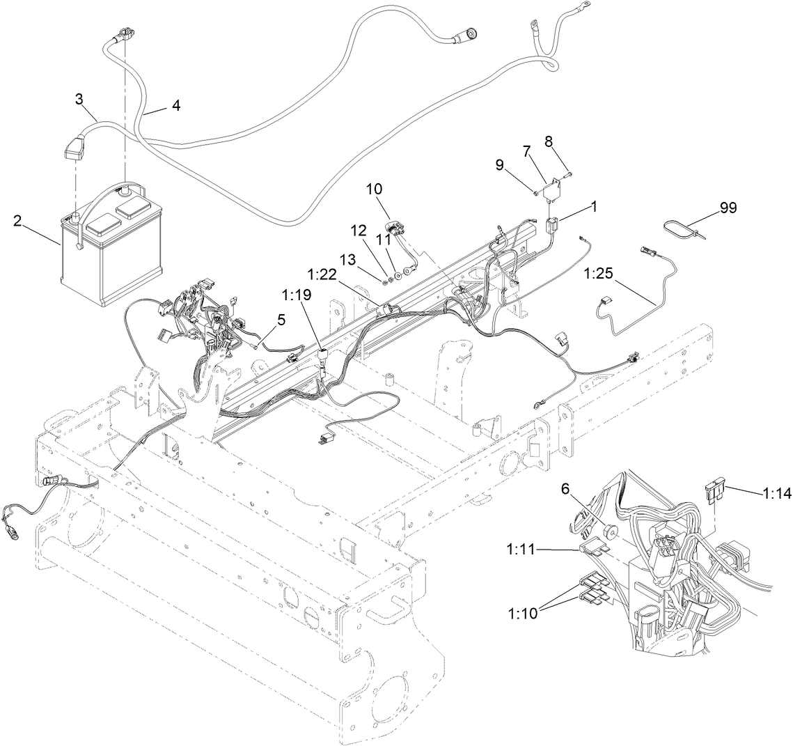 Wire Harness and Battery Assembly