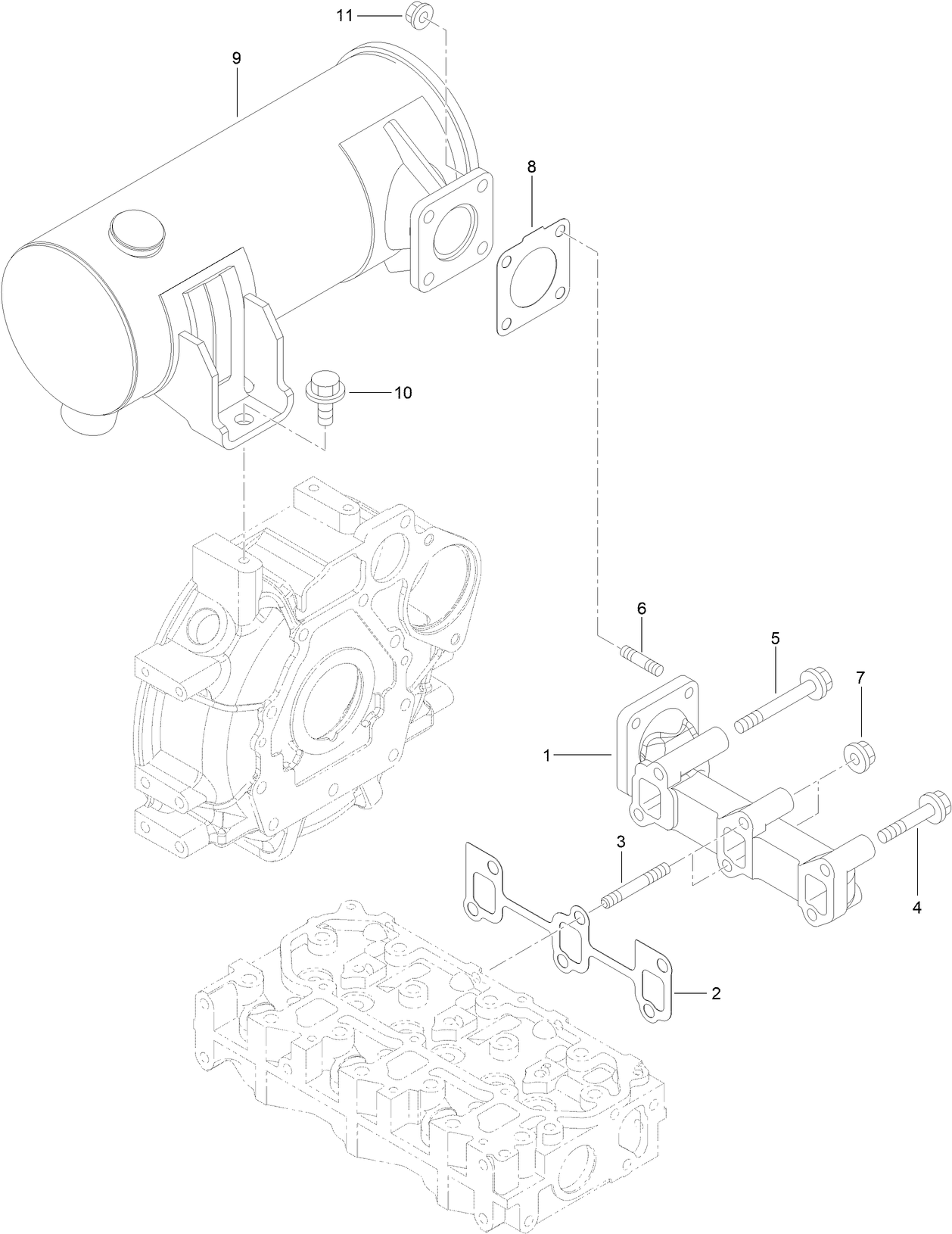Exhaust Manifold and Muffler Assembly