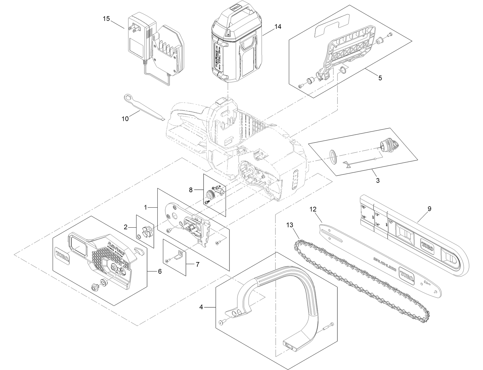 16in Cordless Chainsaw Assembly