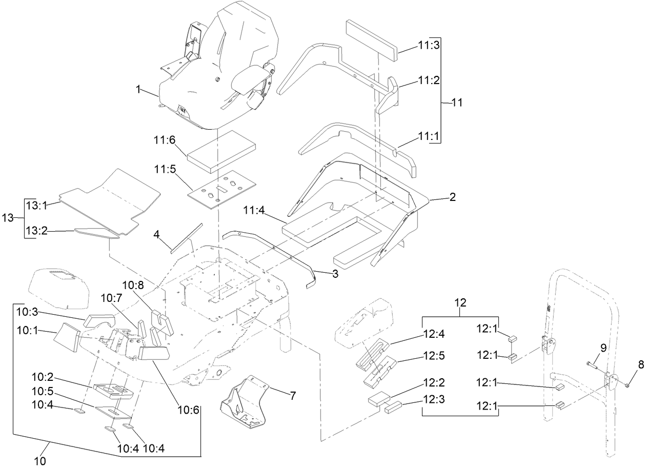 Seat, Firewall and Step Mount Assembly