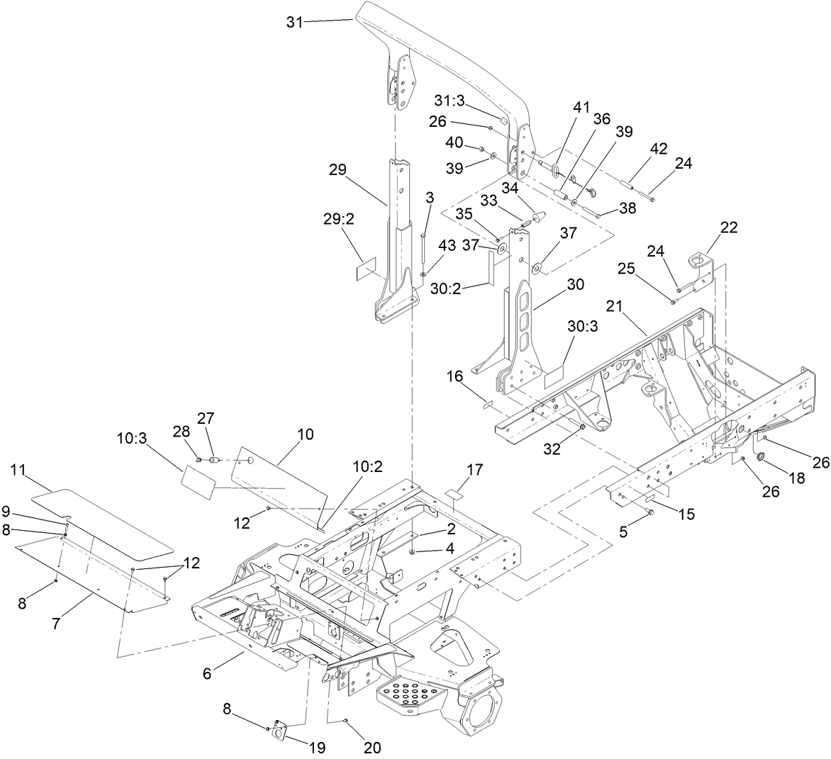 Frame and Roll-Over Protection System Assembly