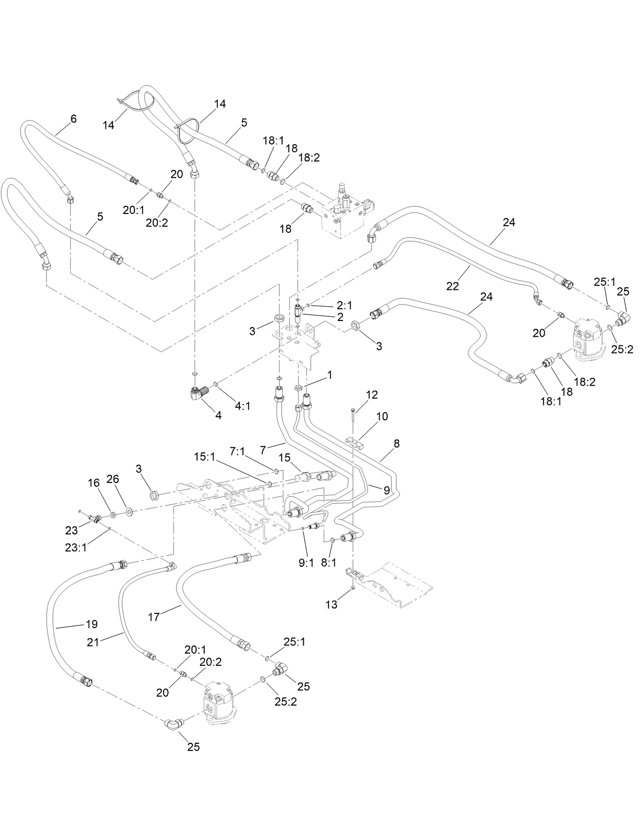 Hydraulic Mow Circuit Plumbing Assembly