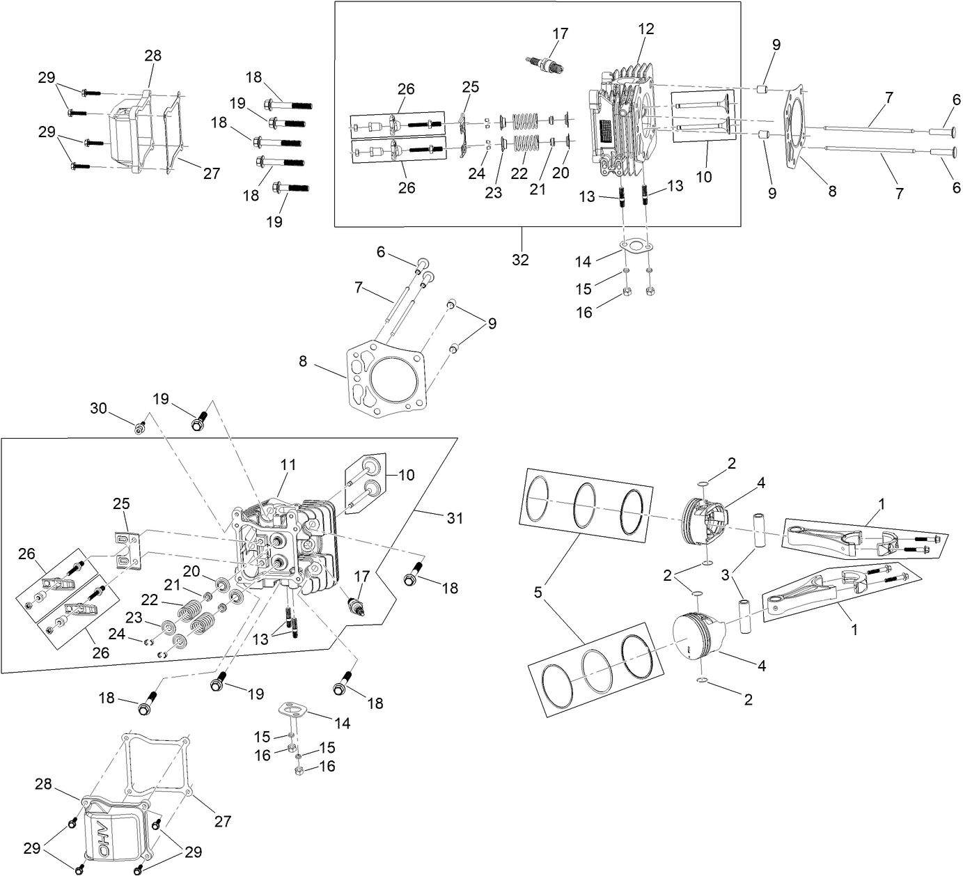 Piston and Cylinder Head Assembly