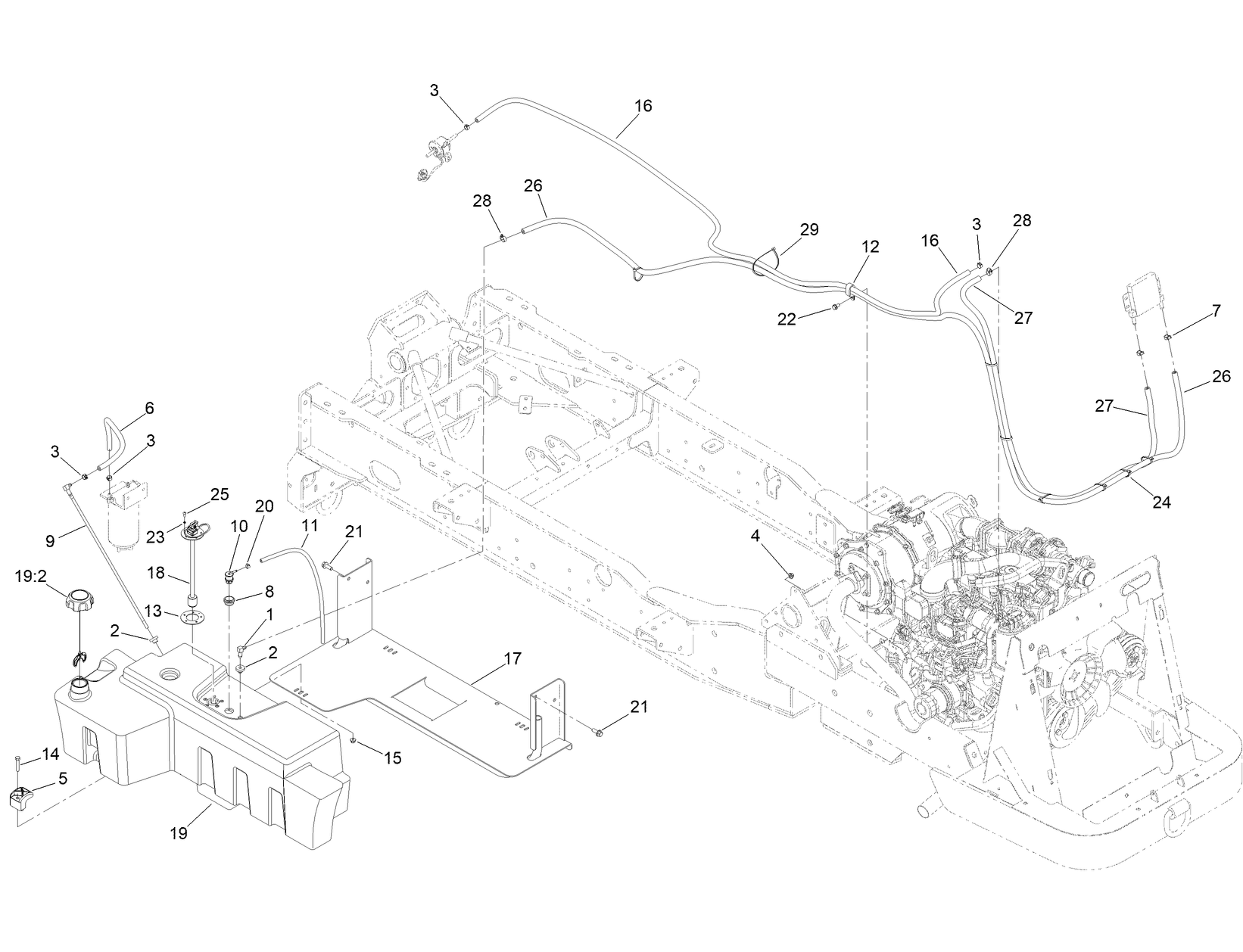 Fuel Tank and Line Assembly