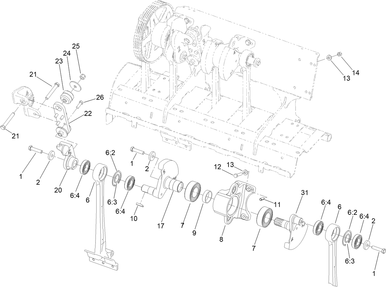 Left Hand No. 5 and No. 6 Crankarm Assembly