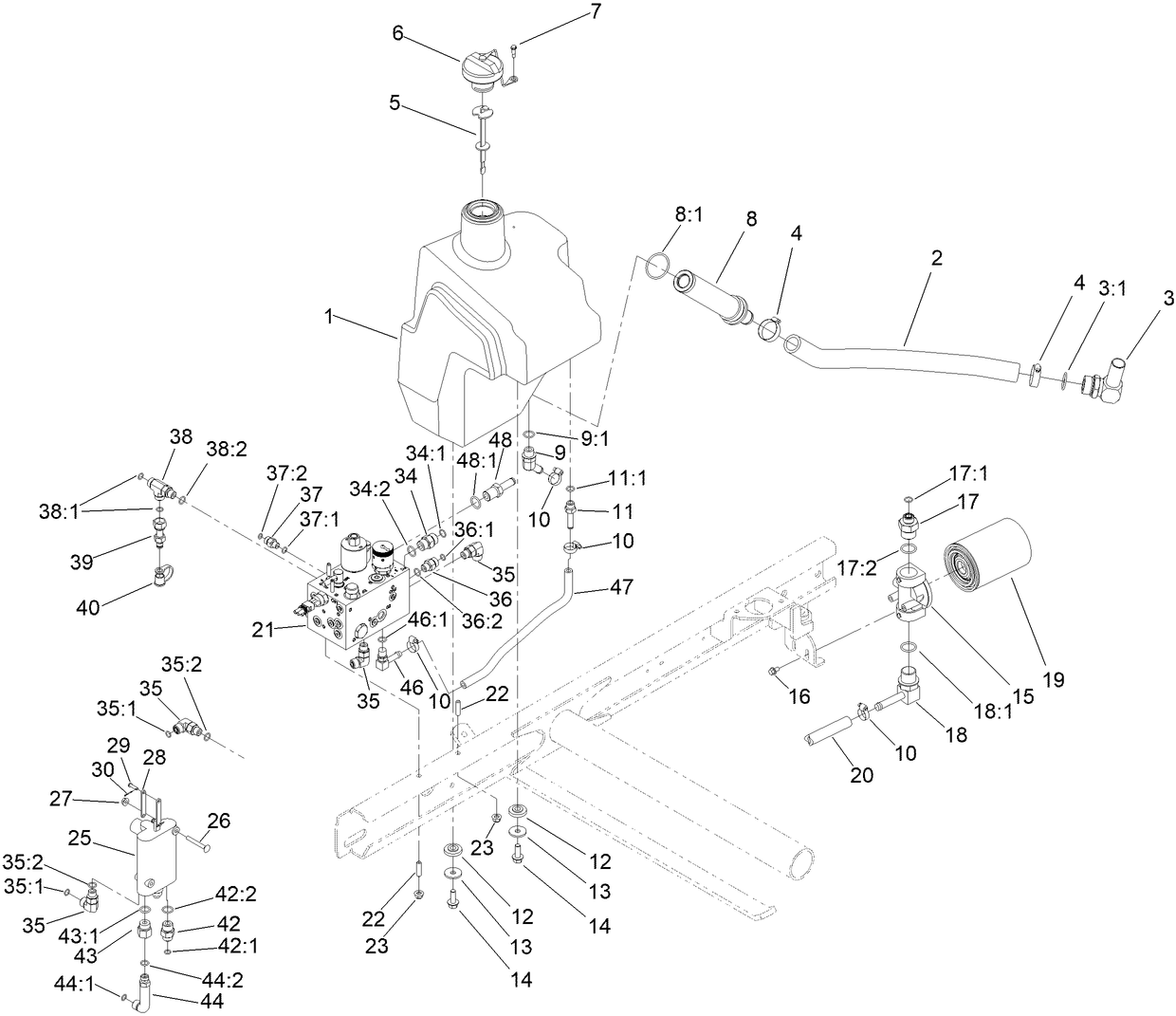 Hydraulic Tank and Control Valve Assembly