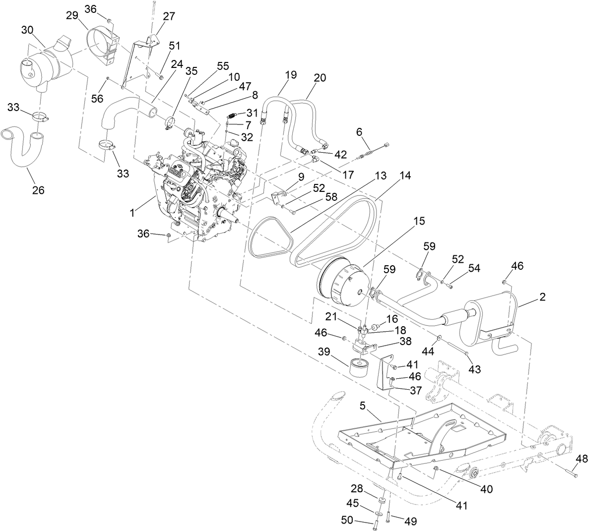 Engine, Clutch and Air Cleaner Assembly