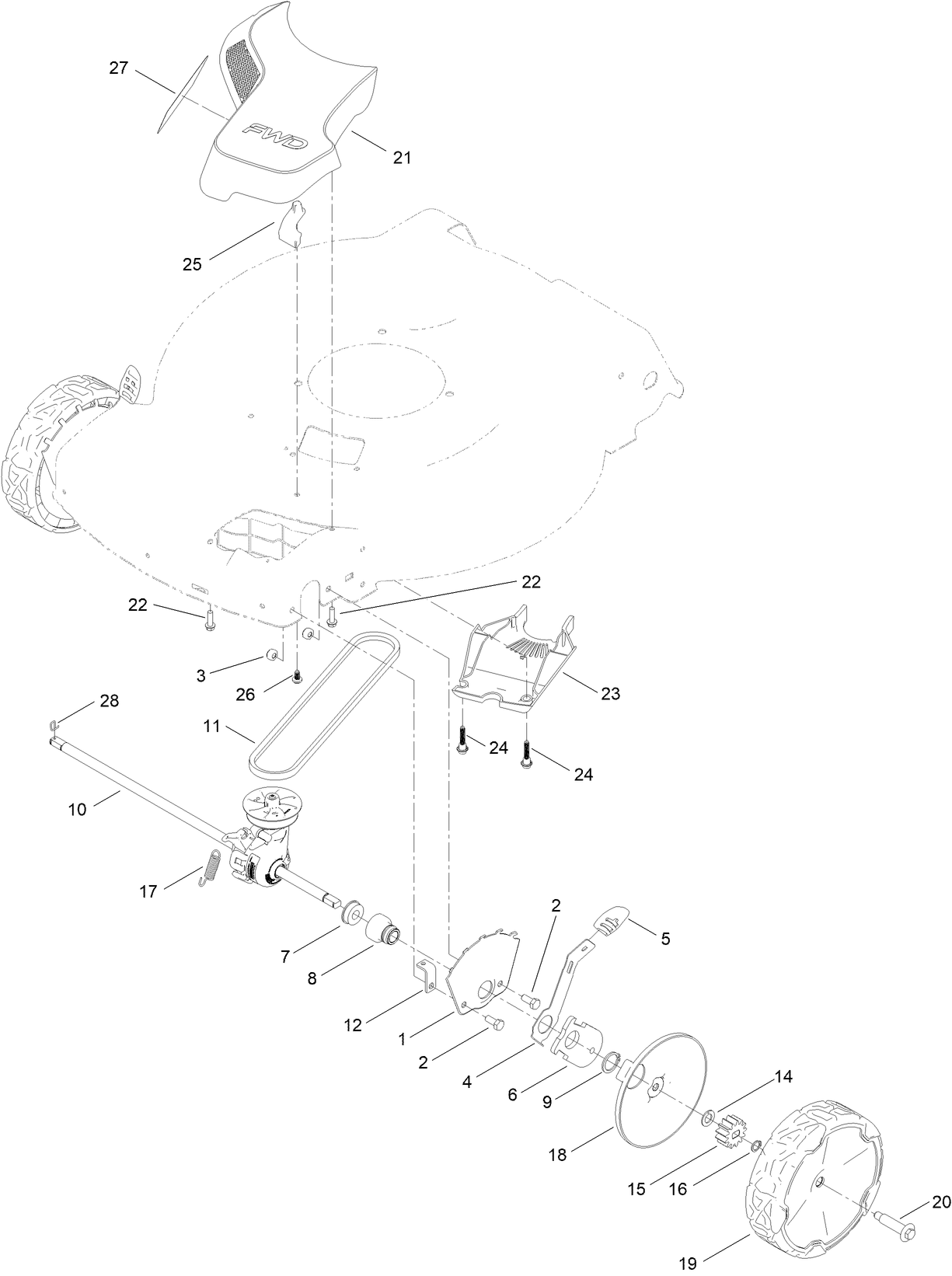 Front Wheel and Height-of-Cut Assembly