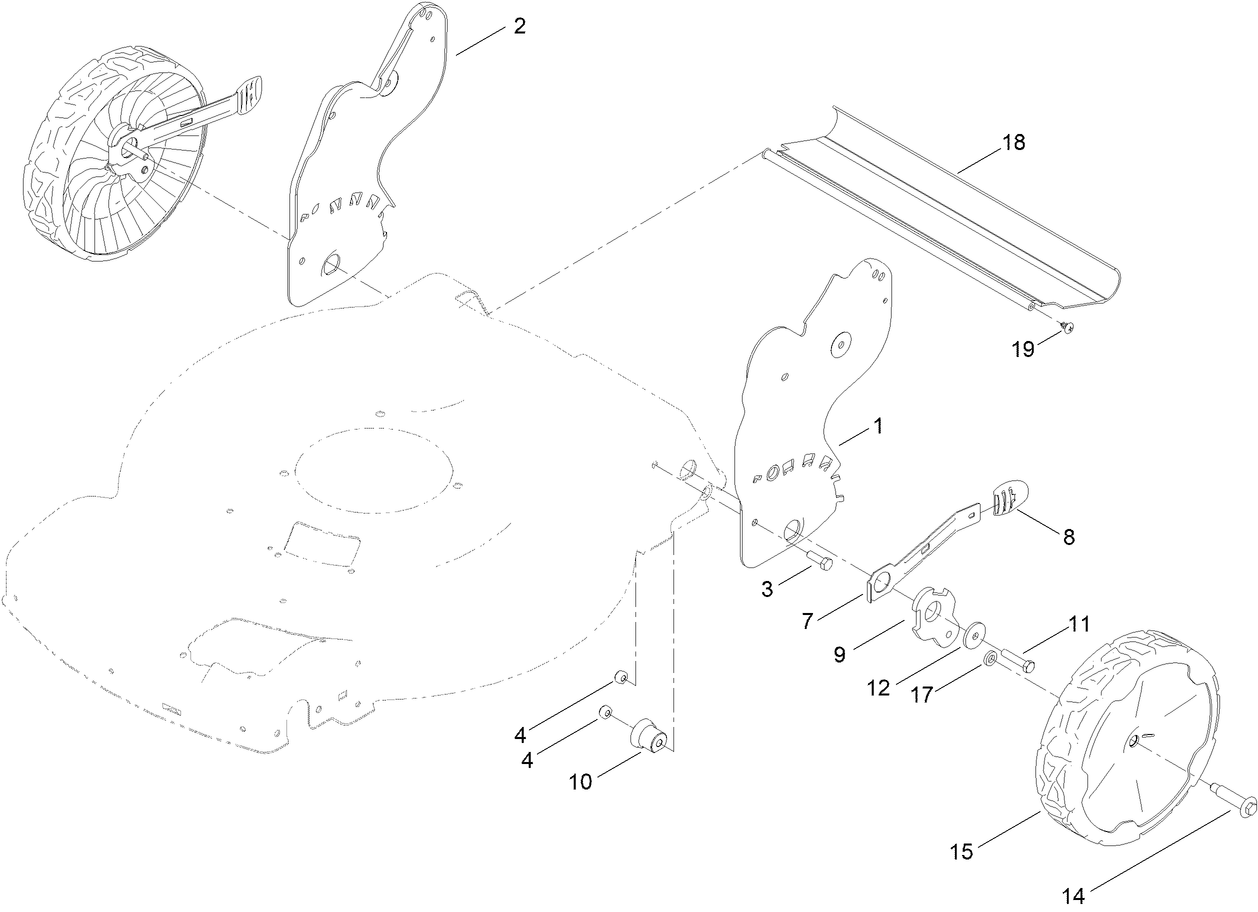 Rear Wheel and Height-of-Cut Assembly