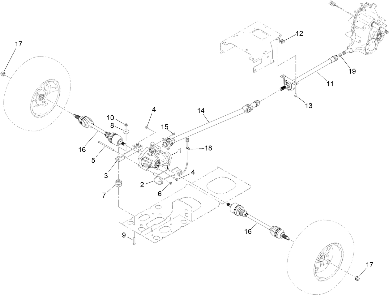 Front Differential and Driveshaft Assembly