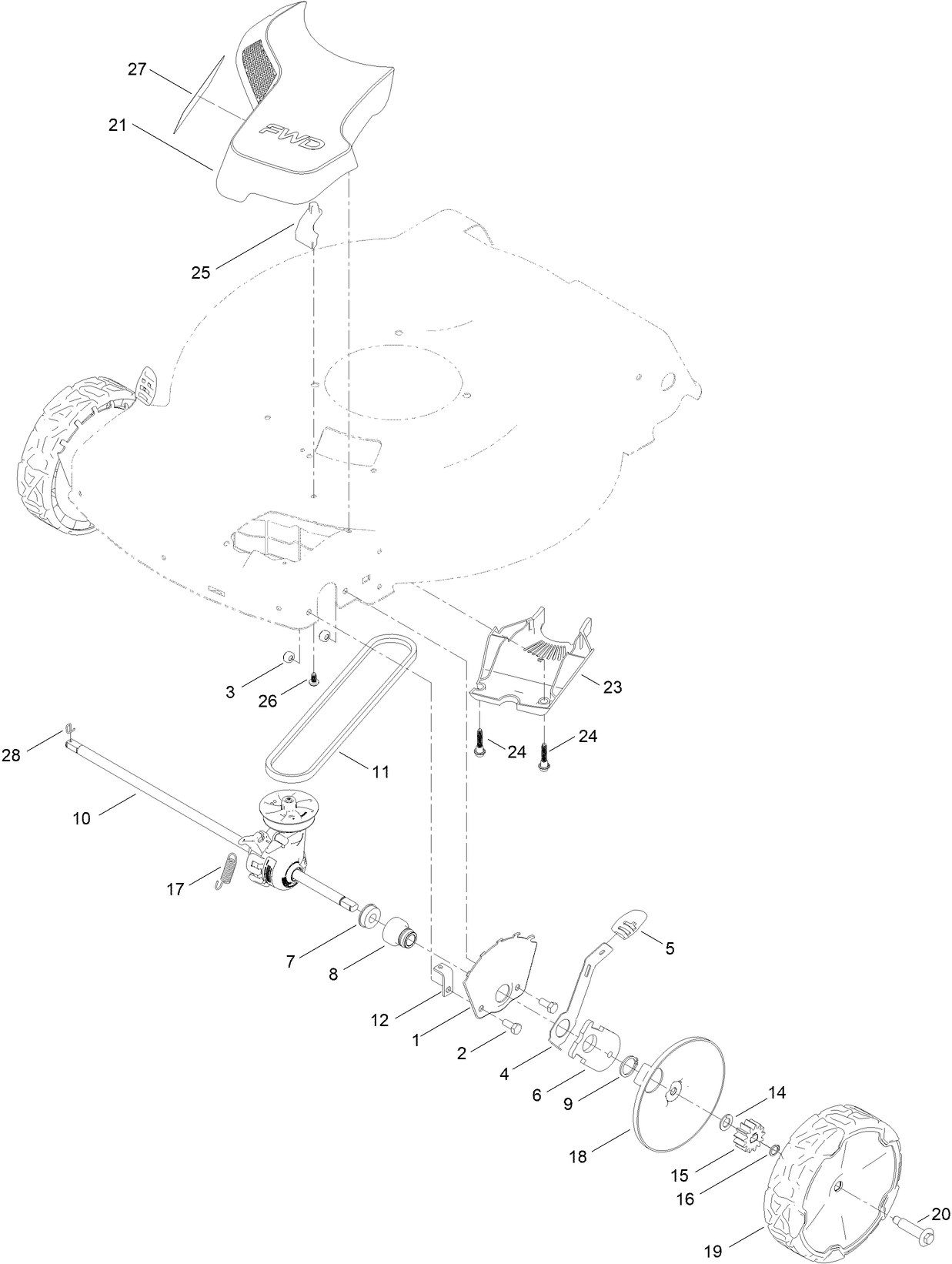 Front Wheel and Height-of-Cut Assembly