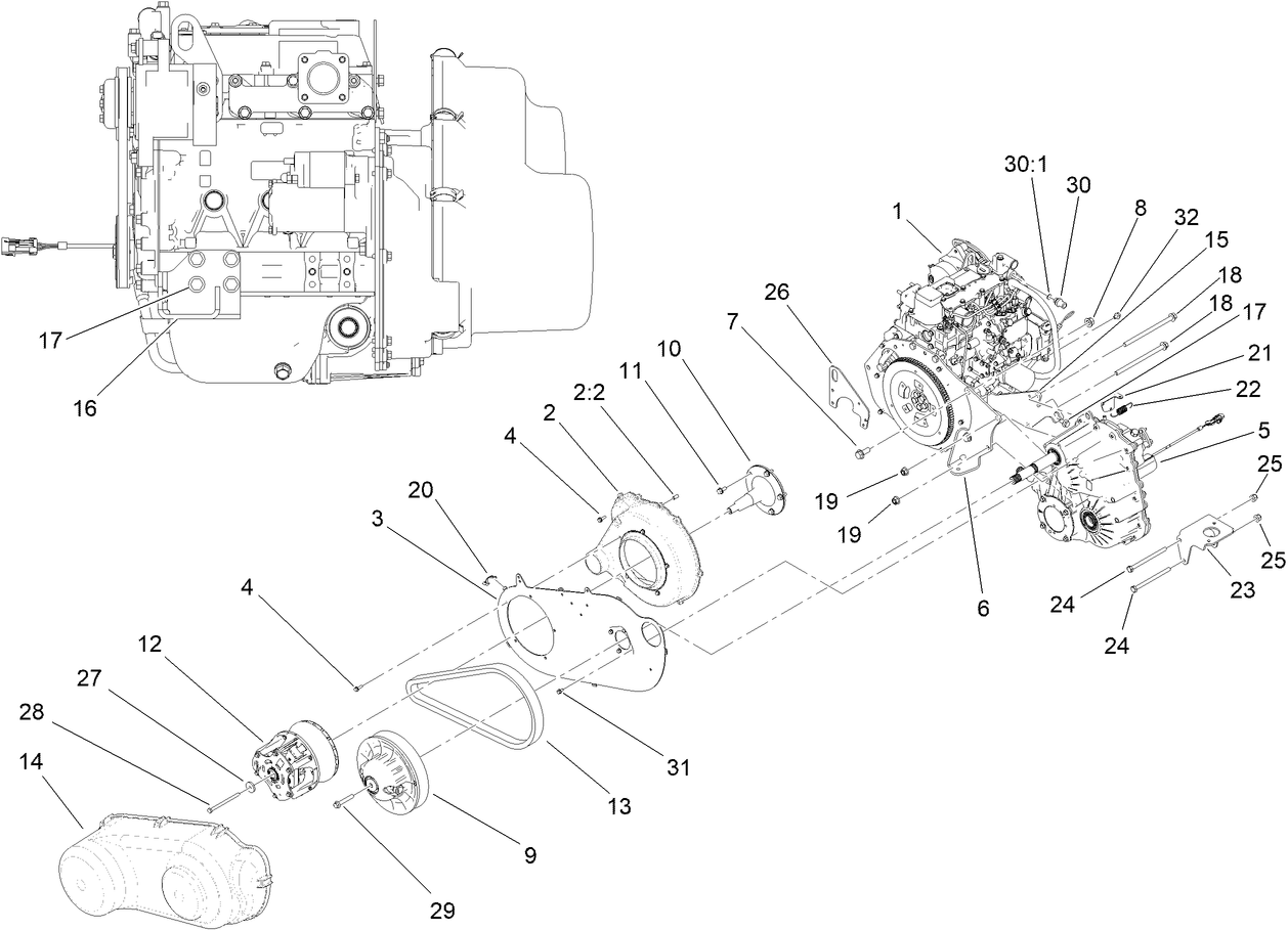 Engine, Transaxle and Clutch Assembly