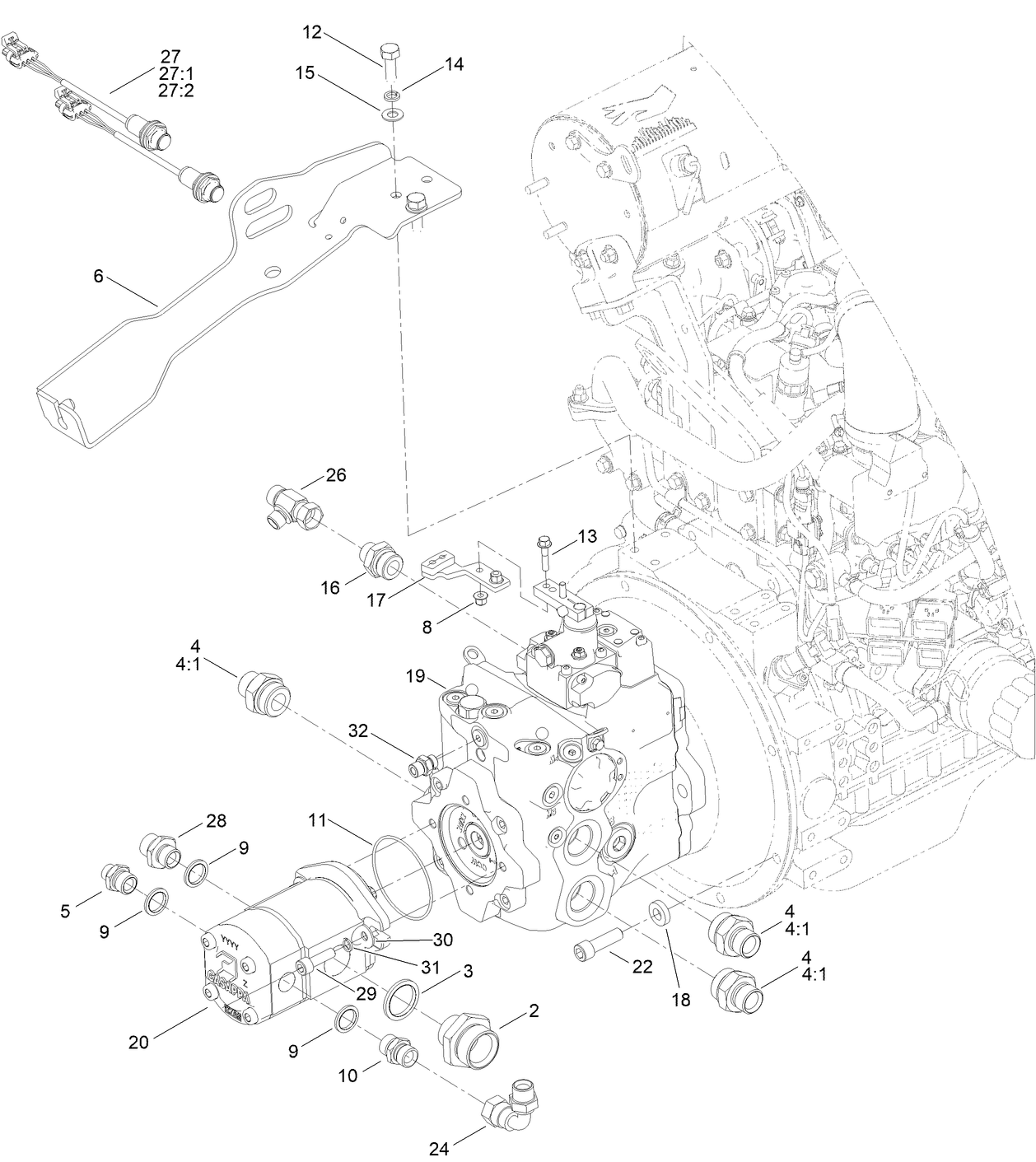 Transmission and Cutter Pump Assembly
