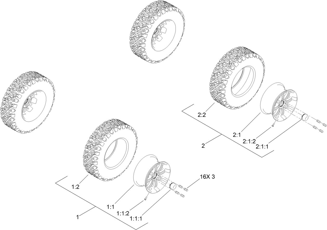 27in Alloy Wheels and Tires Kit Assembly