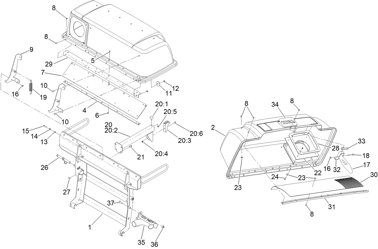 Twin Hood and Frame Assembly