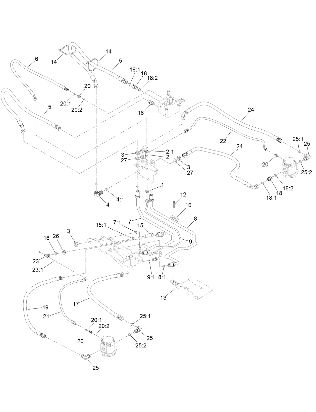 Hydraulic Mow Circuit Plumbing Assembly