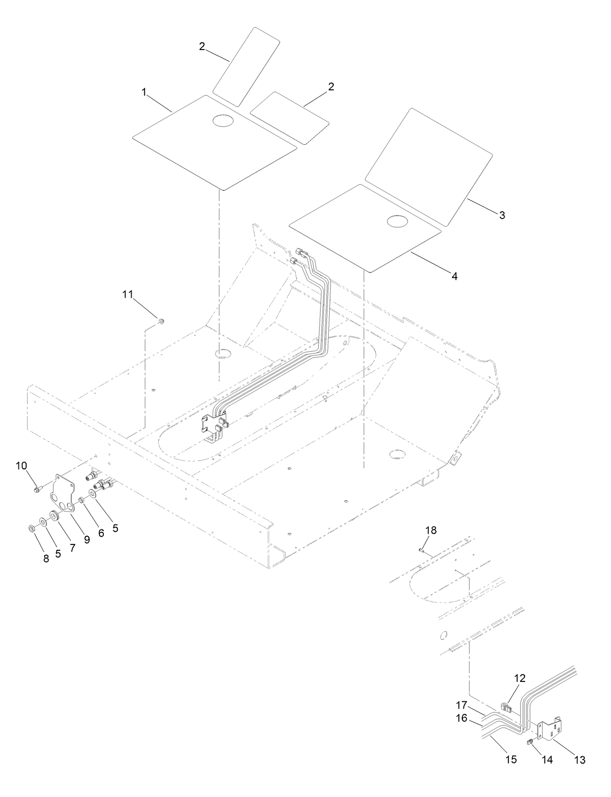 Floor Grips and Hydraulic Tube Assembly