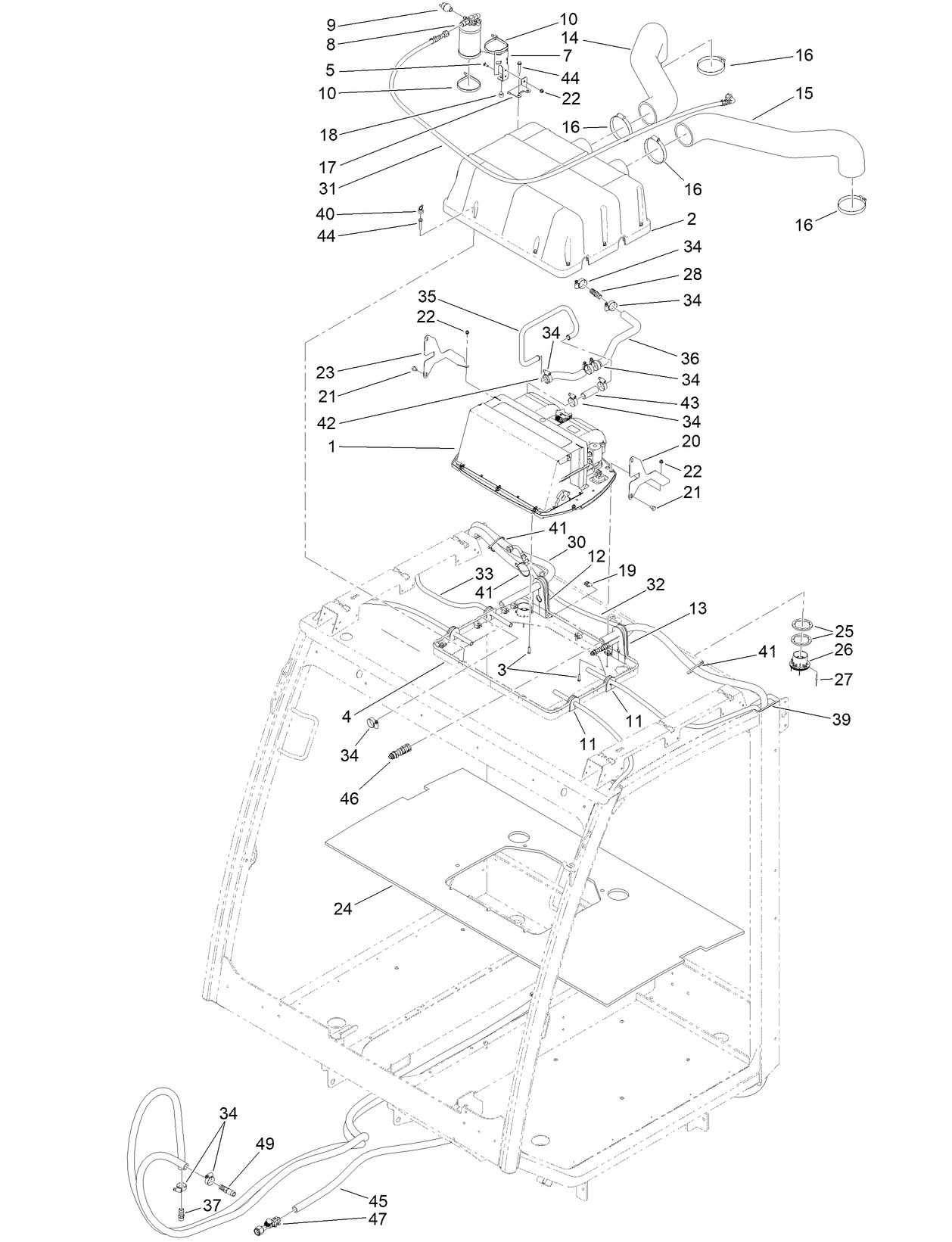 Cab Roof  A/C and Heat Assembly