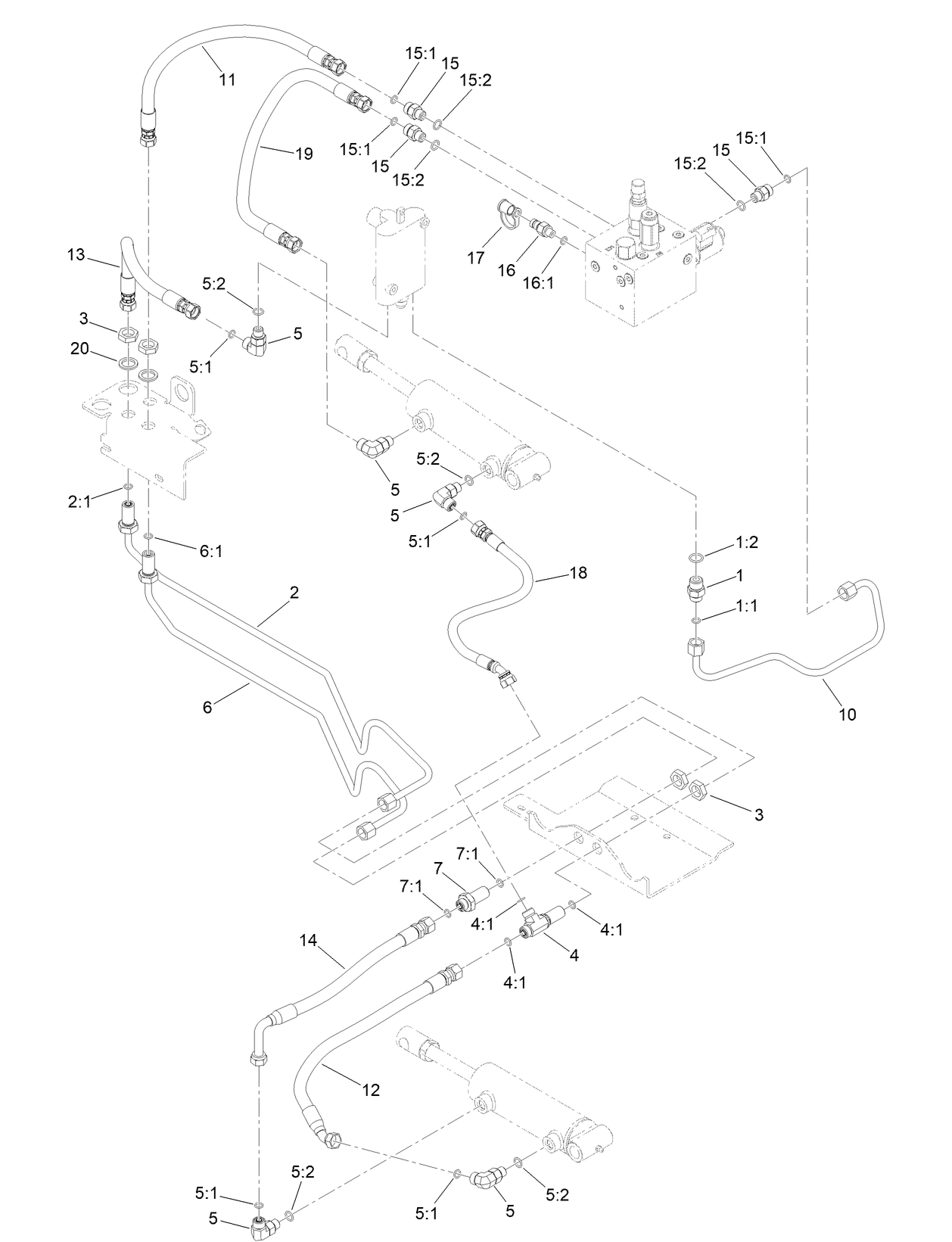 Hydraulic Lift Circuit Plumbing Assembly