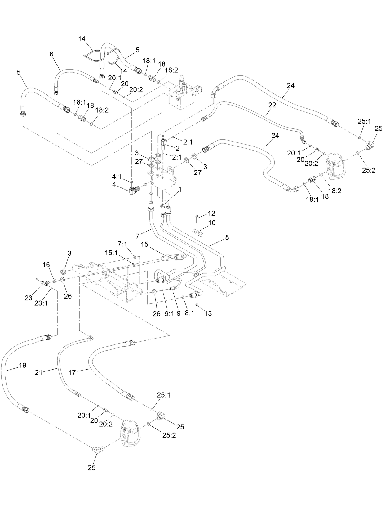 Hydraulic Mow Circuit Plumbing Assembly