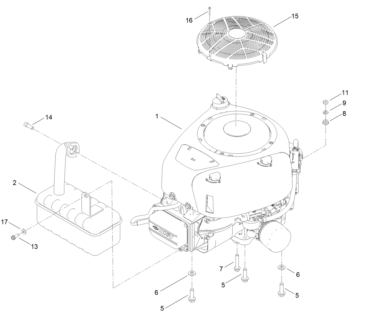Engine and Muffler Assembly