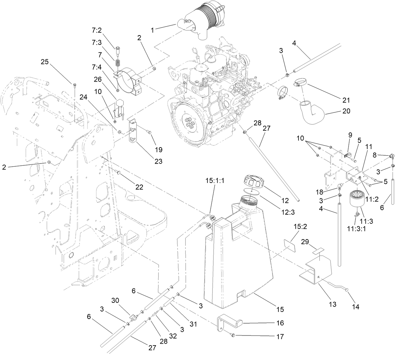 Fuel Tank and Air Filter Assembly