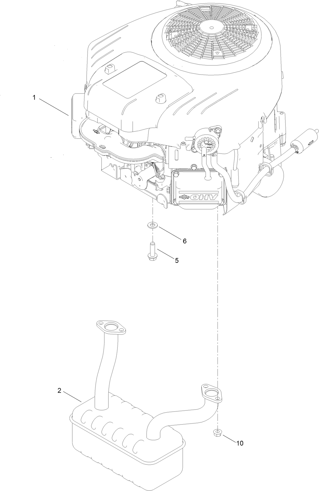 Engine and Muffler Assembly
