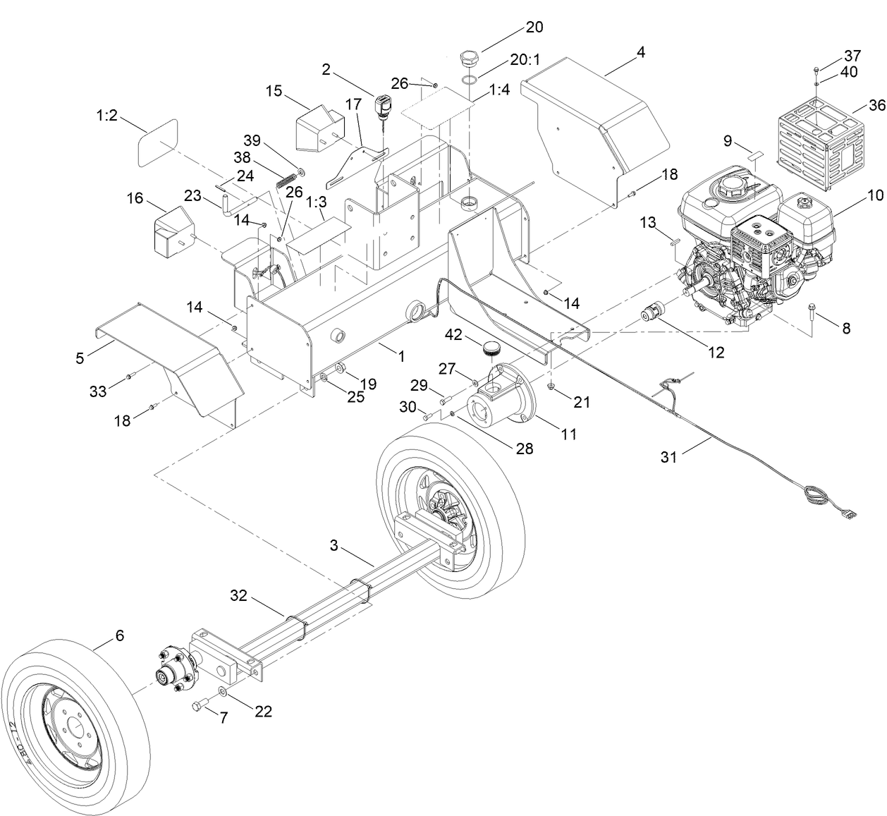 Engine and Axle Assembly