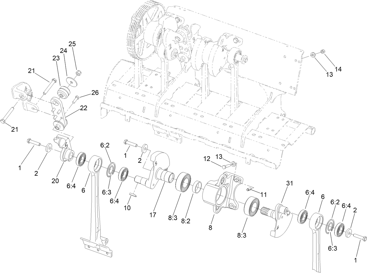 Left Hand No. 5 and No. 6 Crankarm Assembly
