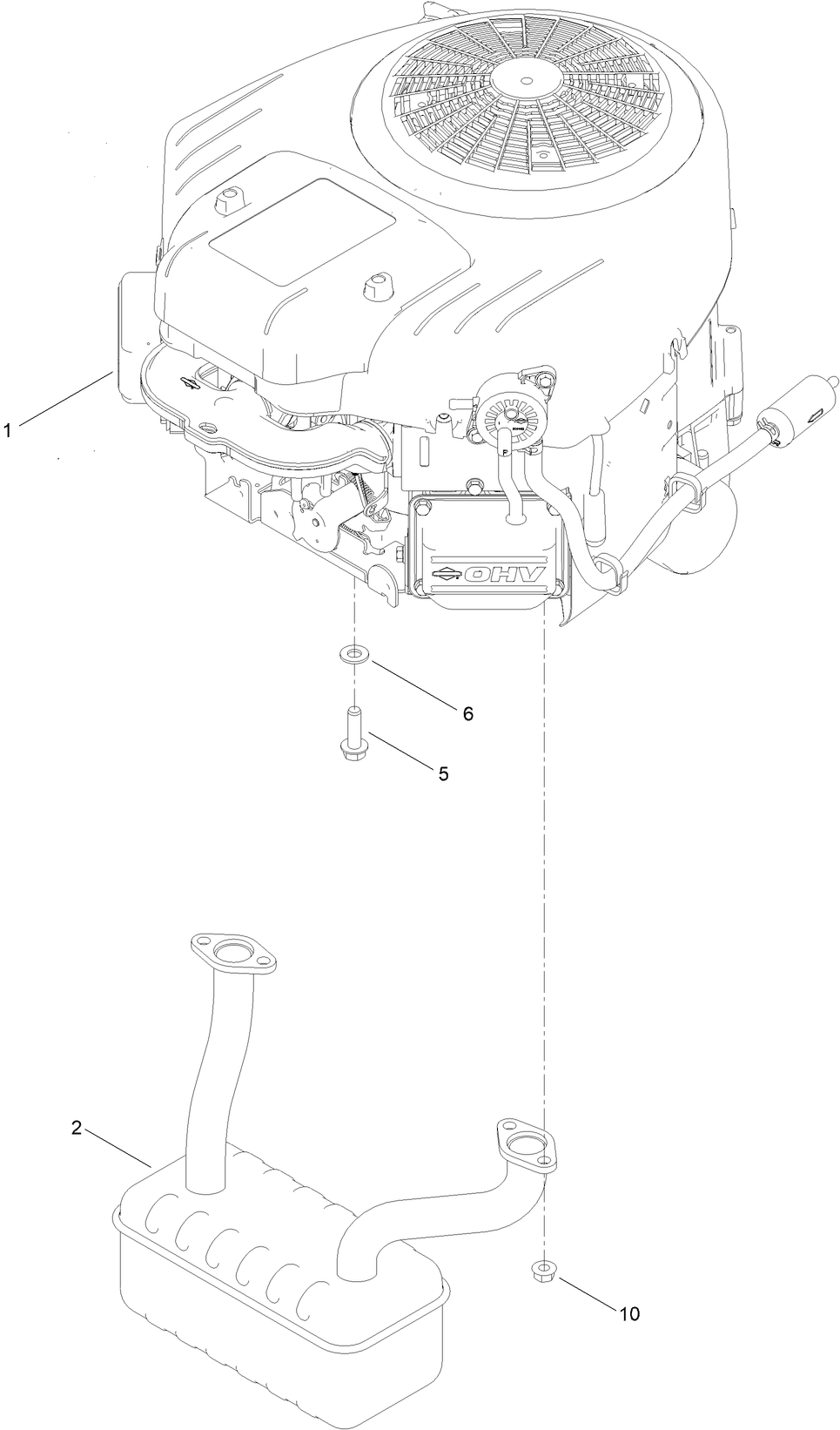 Engine and Muffler Assembly