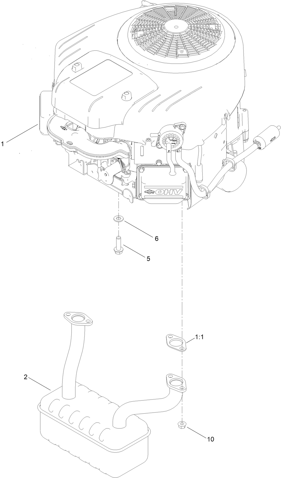 Engine and Muffler Assembly