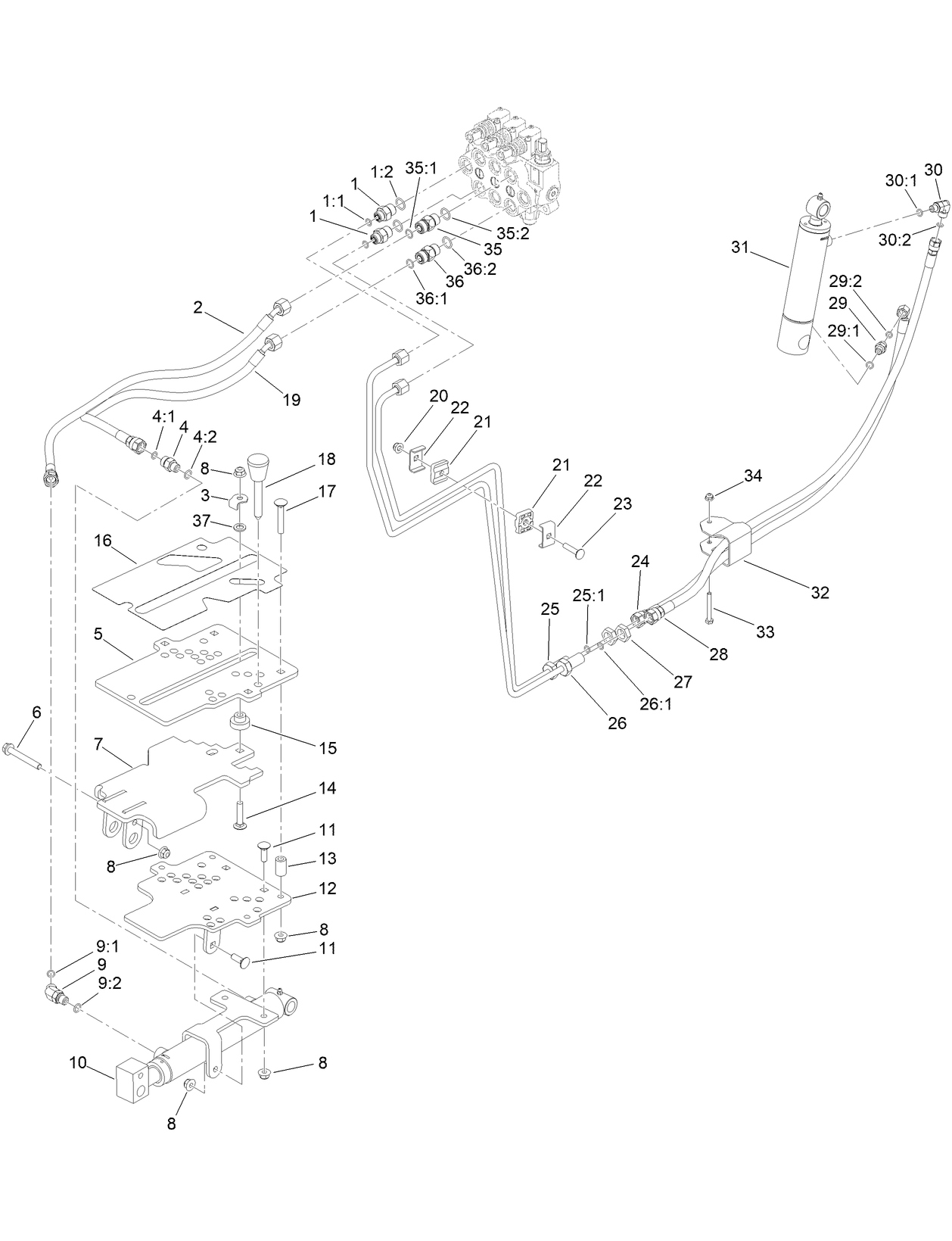 Hydraulic Lift Circuit Plumbing Assembly