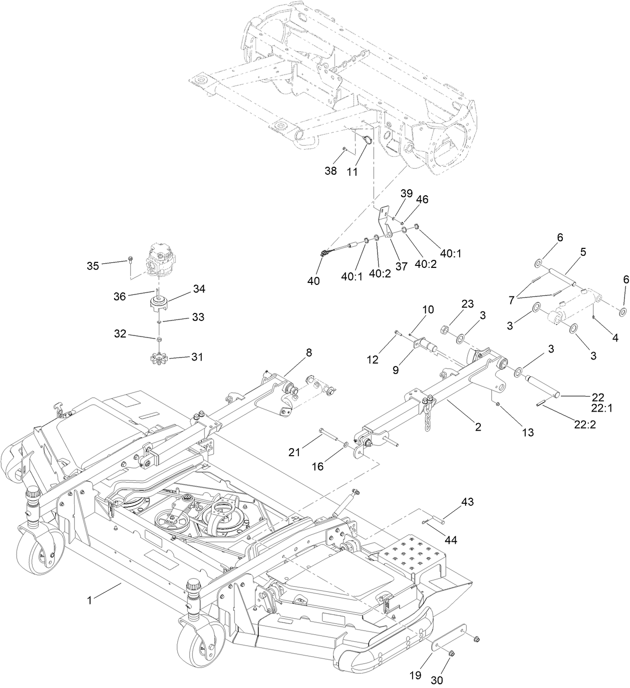 Center Front Deck Connection Assembly