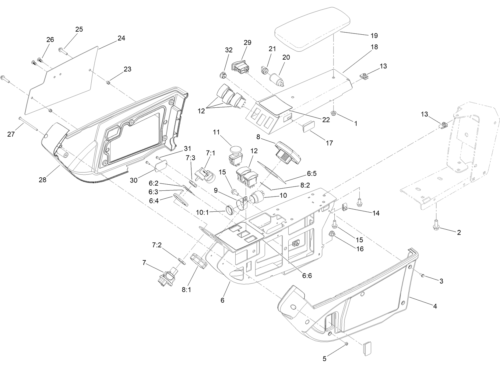 Armrest Control Panel Assembly