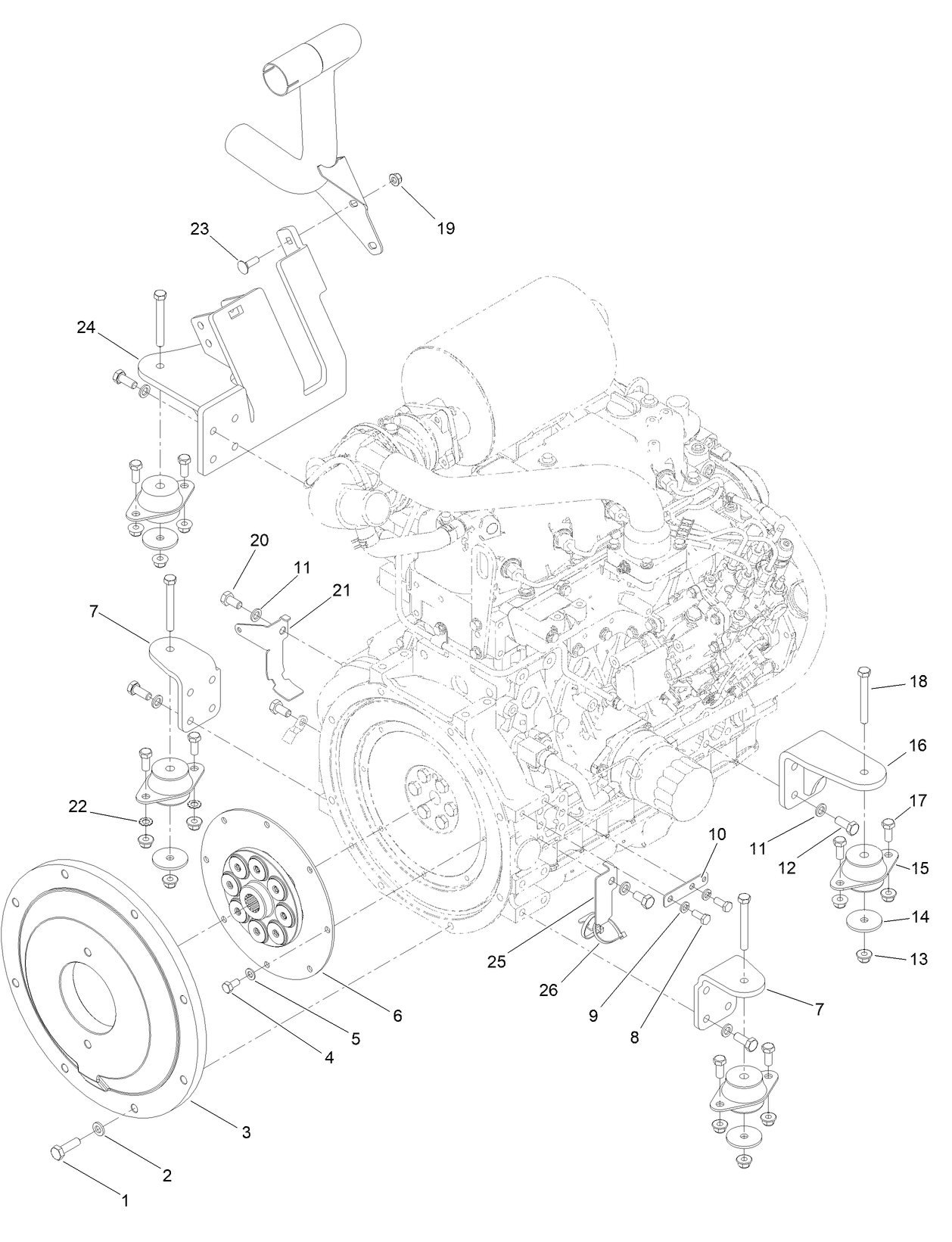 Flywheel and Motor Mount Assembly