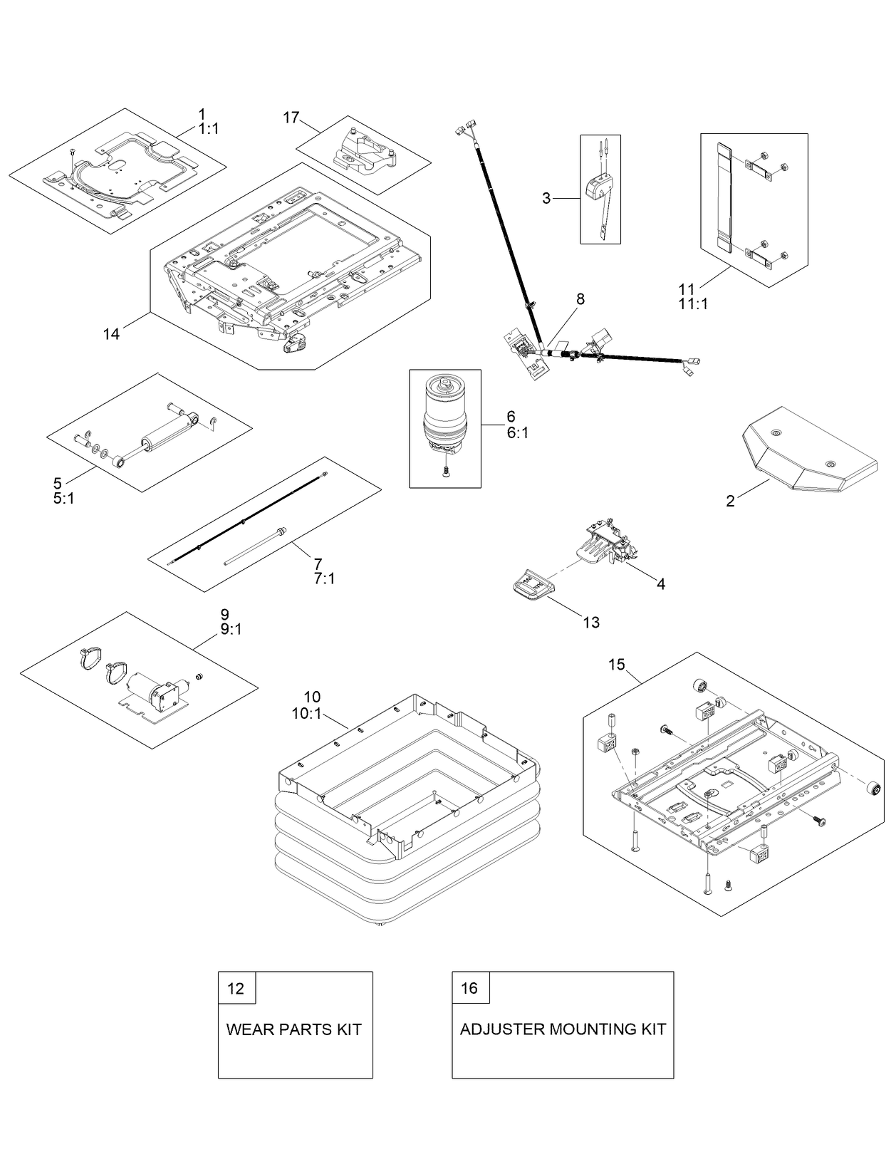 Air Ride Seat Suspension Assembly No. 130-2702