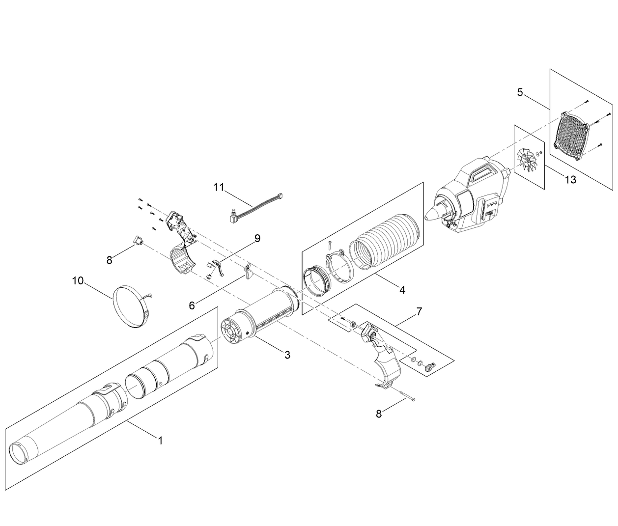 Revolution 60V Backpack  Blower Cannon Tool Assembly