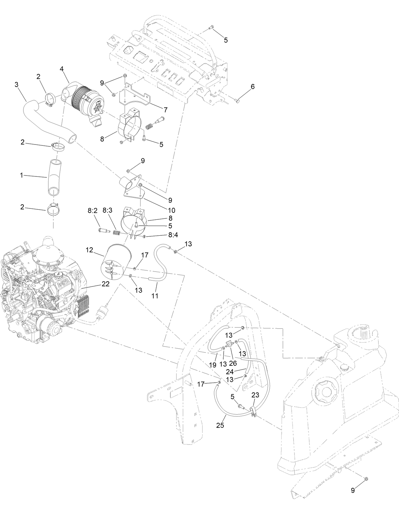 Engine Air Cleaner and Fuel System Assembly