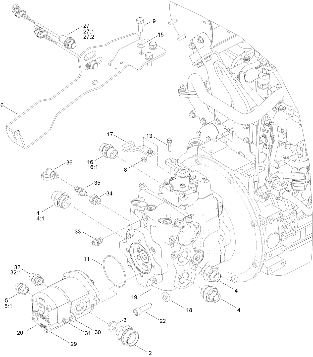 Transmission and Cutter Pump Assembly