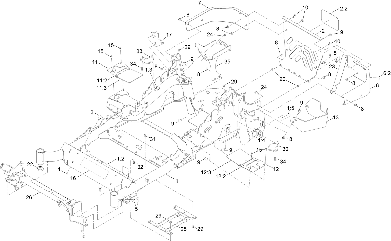 Mainframe and Muffler Guard Assembly