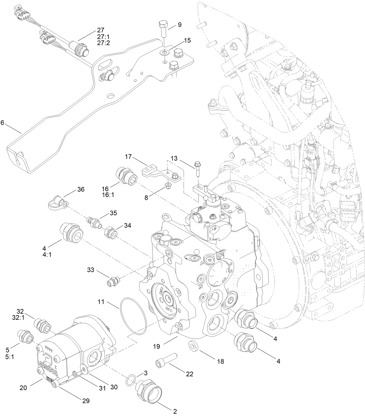 Transmission and Cutter Pump Assembly