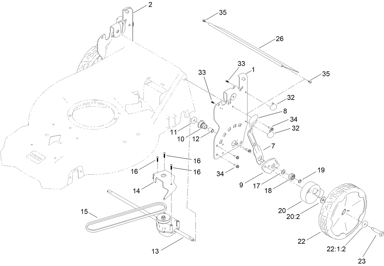Rear Wheel and Height-of-Cut Assembly