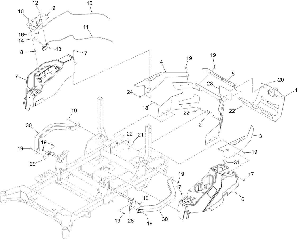 Throttle, Choke and Guards Assembly